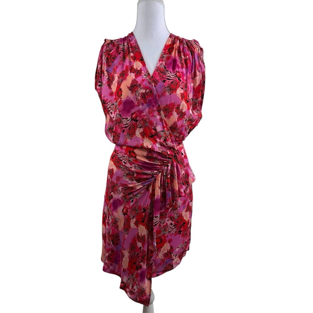 IRO Paris Otilda Mini Dress Size F34 (US 2) Faux Wrap Surplice V Neck Sheer Top